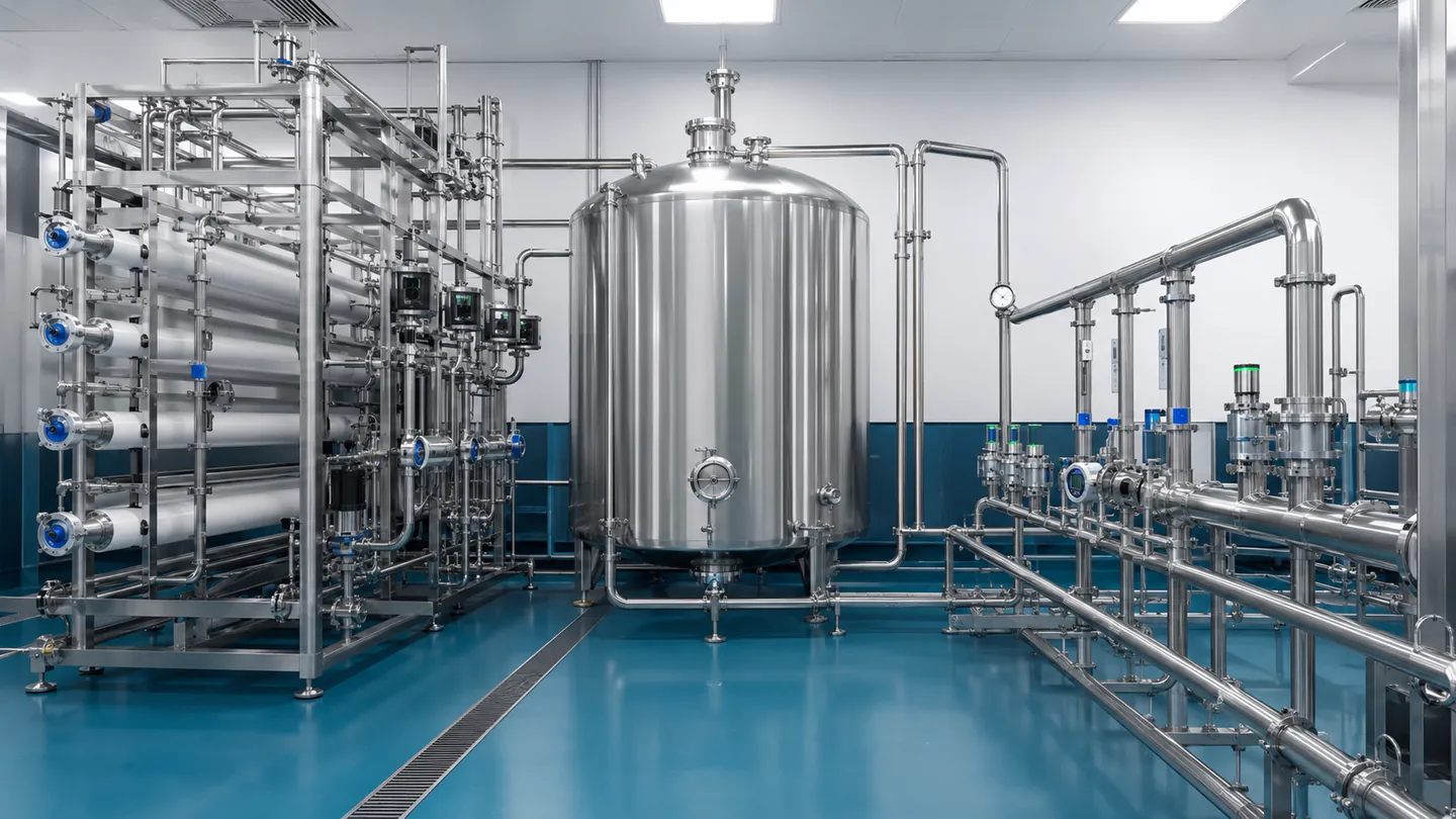 Stainless-steel purified water generation and distribution system