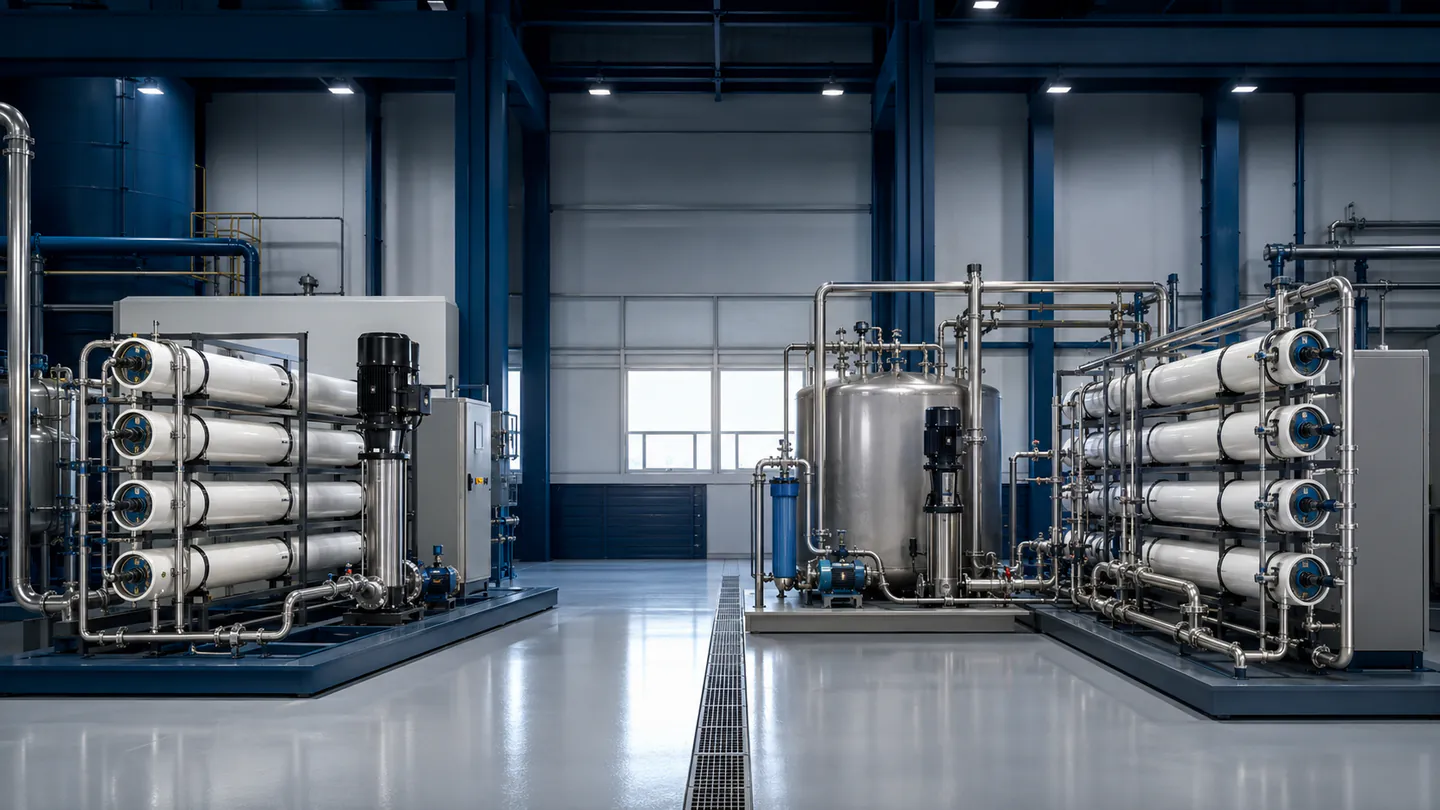 Single-stage and double-stage reverse osmosis systems compared in an industrial plant