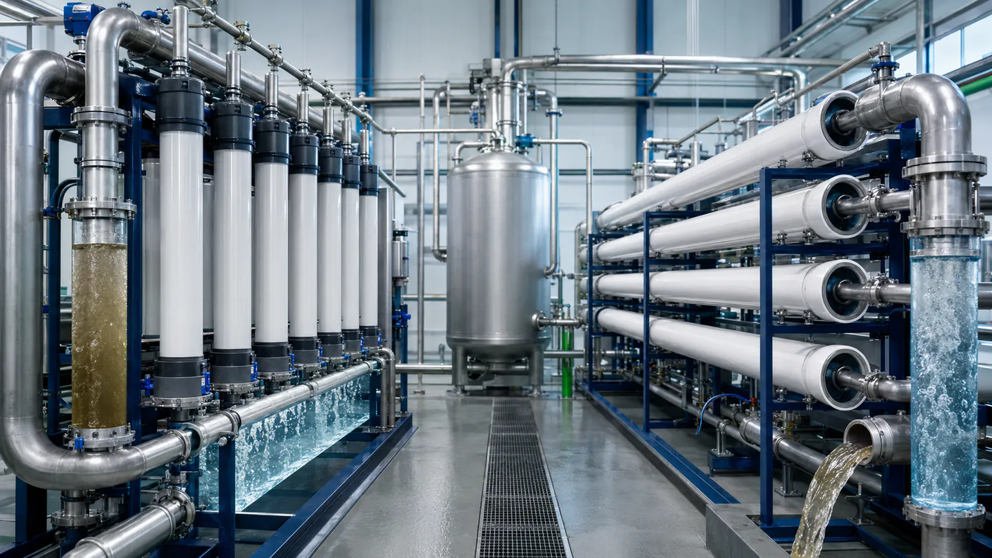 Ultrafiltration and reverse osmosis membrane systems for industrial water treatment